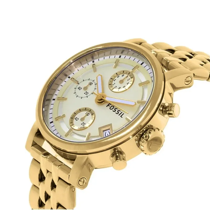 Fossil Boyfriend Gold-tone Fashion Ladies Watch- ES2197